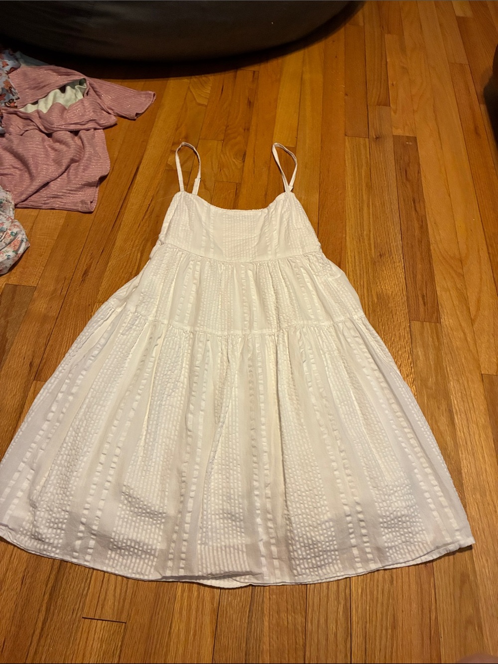 SO White Textured Mini Dress with Spaghetti Straps